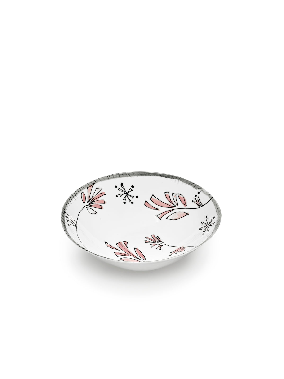 Midnight Flowers - Lot De 2 Bols Bas - L - Porcelaine Bone China - Fiore Rosa