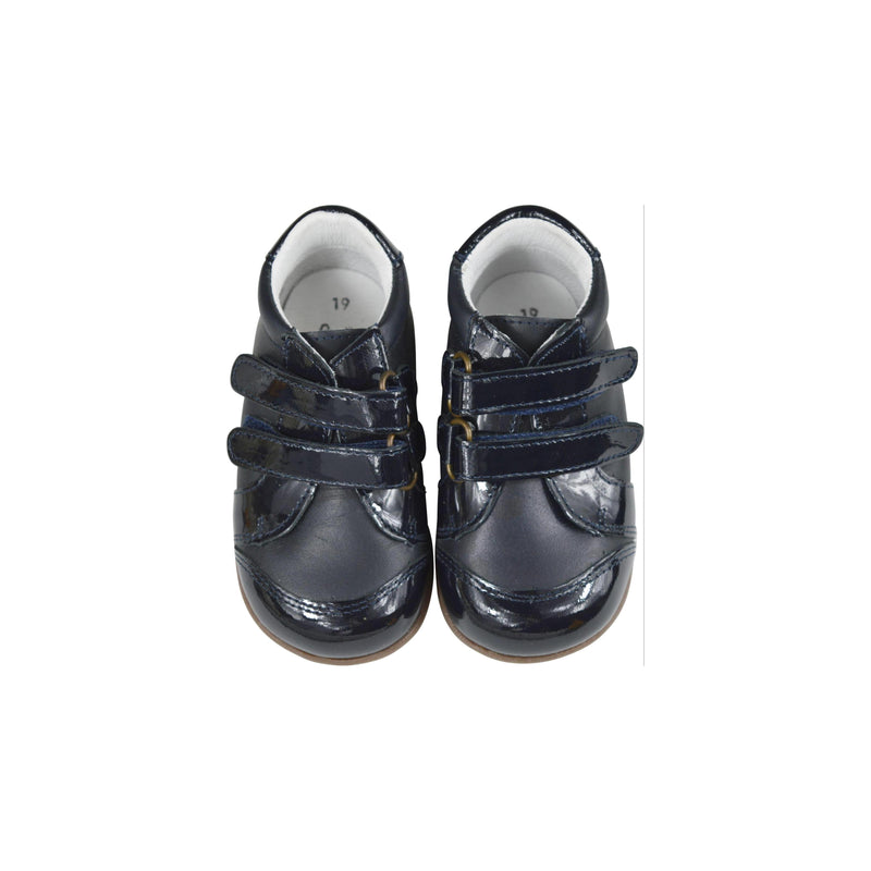 Chaussures Bottillons Azylis Sport Scratchs - Cuir Et Vernis Marine - Fille