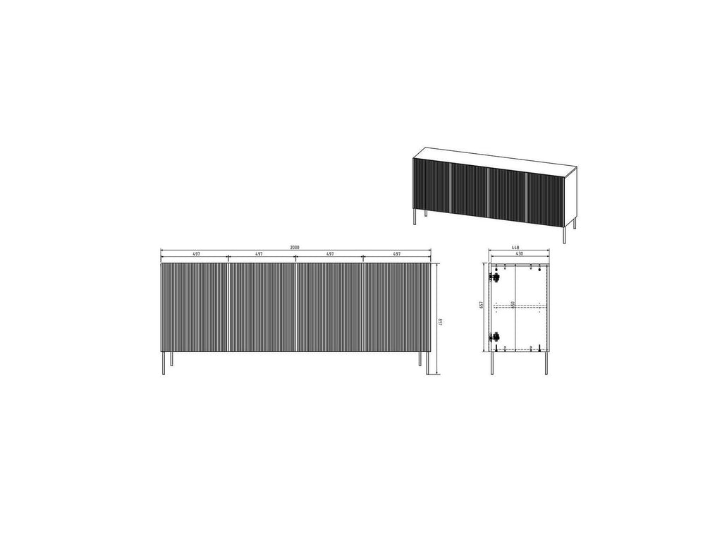 Kasha - Buffet 3 Portes - Pieds Noirs