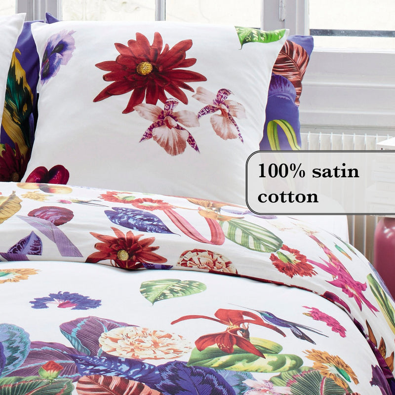 Jardin Tropical - Housse De Couette + Taie(s) D'Oreiller Satin De Coton Jardin Tropical Multico
