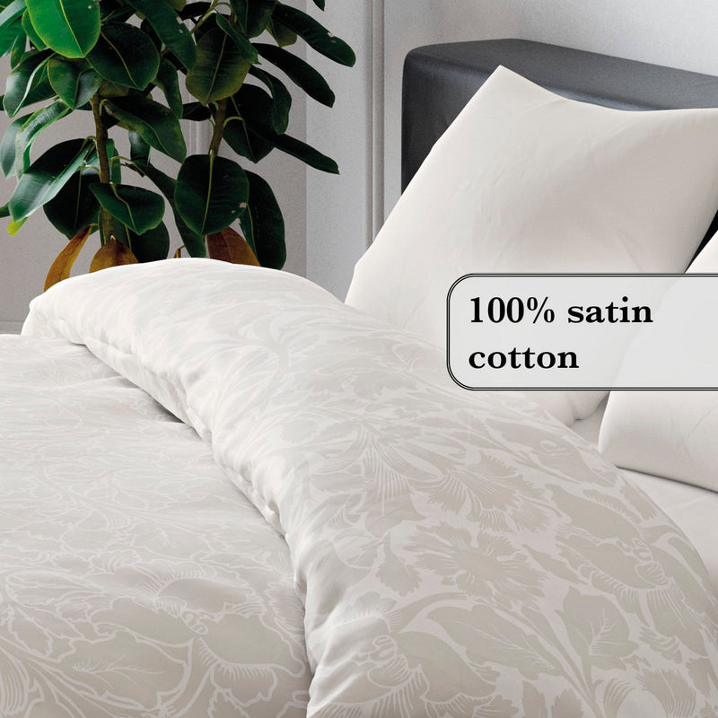 Arabesque - Housse De Couette + Taie(s) D'Oreiller Satin De Coton Arabesque Taupe