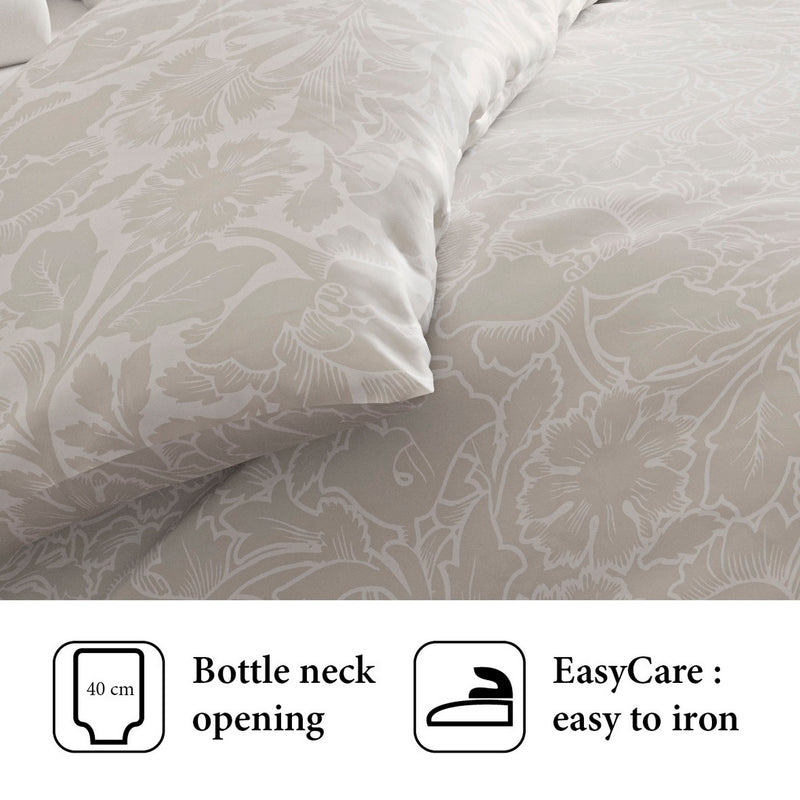 Arabesque - Housse De Couette + Taie(s) D'Oreiller Satin De Coton Arabesque Taupe