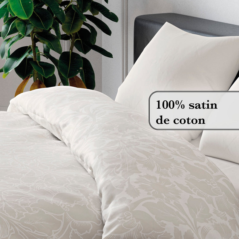 Arabesque - Housse De Couette + Taie(s) D'Oreiller Satin De Coton Arabesque Taupe