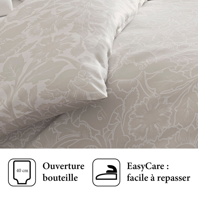 Arabesque - Housse De Couette + Taie(s) D'Oreiller Satin De Coton Arabesque Taupe