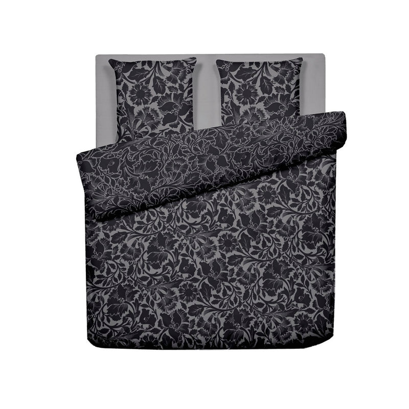 Arabesque - Housse De Couette + Taie(s) D'Oreiller Satin De Coton Arabesque Anthracite