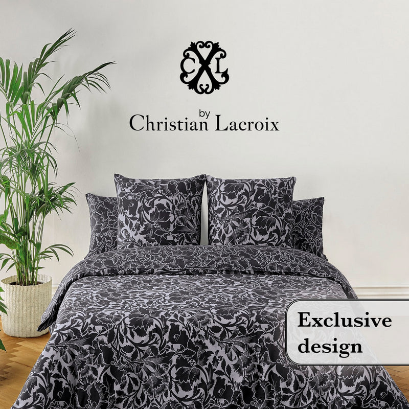 Arabesque - Housse De Couette + Taie(s) D'Oreiller Satin De Coton Arabesque Anthracite