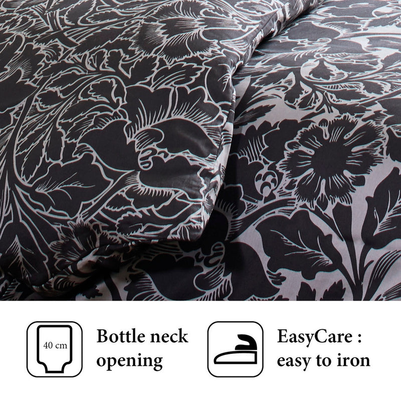 Arabesque - Housse De Couette + Taie(s) D'Oreiller Satin De Coton Arabesque Anthracite