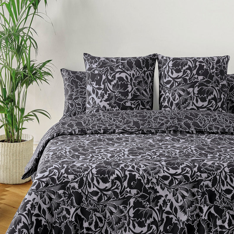 Arabesque - Housse De Couette + Taie(s) D'Oreiller Satin De Coton Arabesque Anthracite