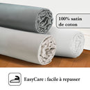 Jardin Tropical - Drap-Housse Satin De Coton Uni Blanc Cassé