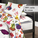 Jardin Tropical - Drap-Housse Satin De Coton Uni Blanc Cassé