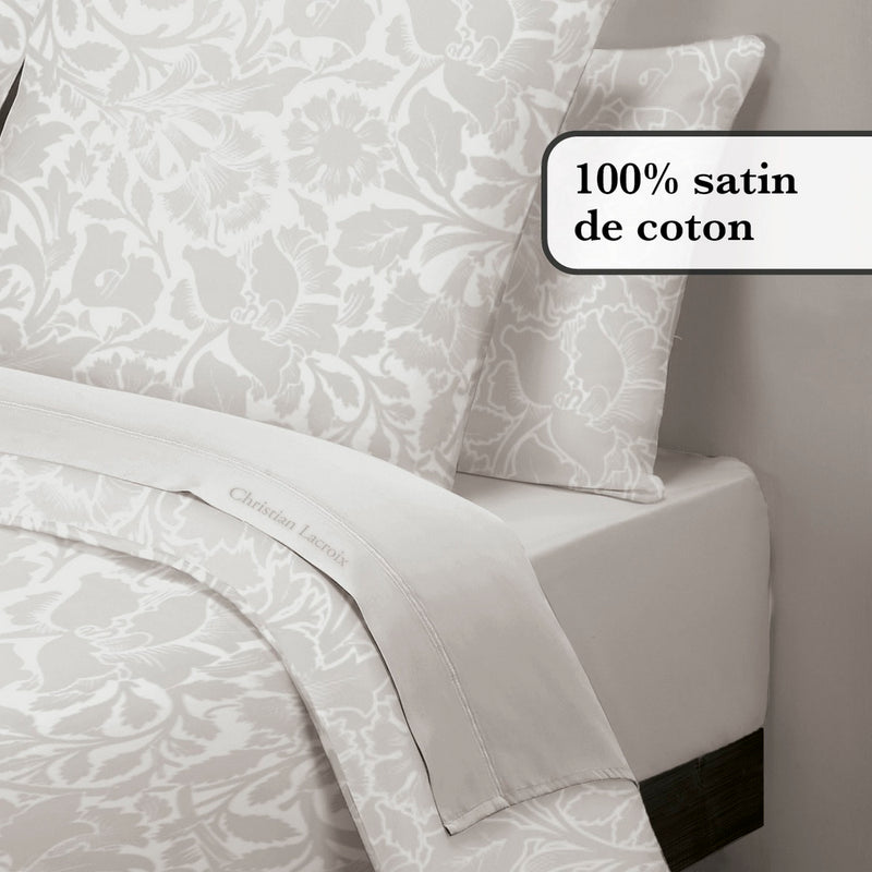 Arabesque - Drap-Housse Satin De Coton Uni Taupe