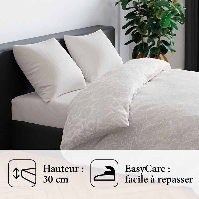 Arabesque - Drap-Housse Satin De Coton Uni Taupe