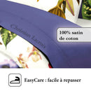Jardin Tropical - Drap Plat Satin De Coton Uni Bleu Foncé