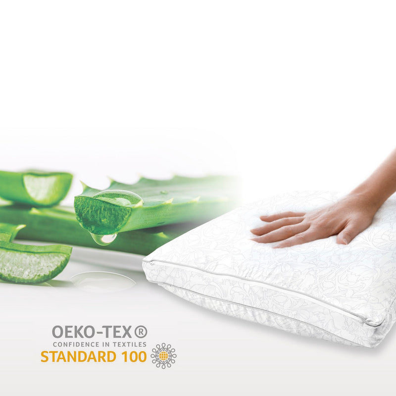 Arabesque - Coussin Carré Coeur Mémoire De Forme + Protège Oreiller - Blanc