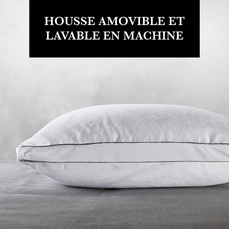 Arabesque - Coussin Carré Coeur Mémoire De Forme + Protège Oreiller - Blanc