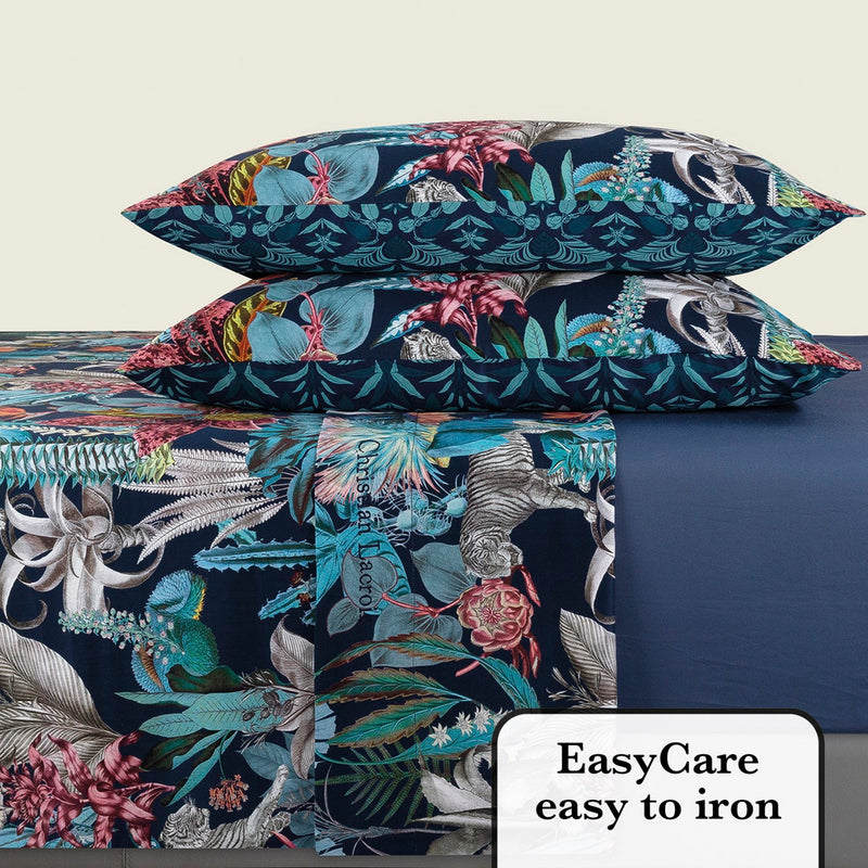 Zanzibar - Ensemble De Draps Satin De Coton Zanzibar Bleu
