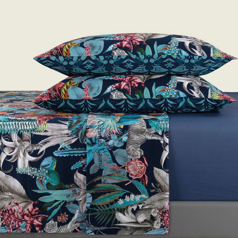 Zanzibar - Ensemble De Draps Satin De Coton Zanzibar Bleu