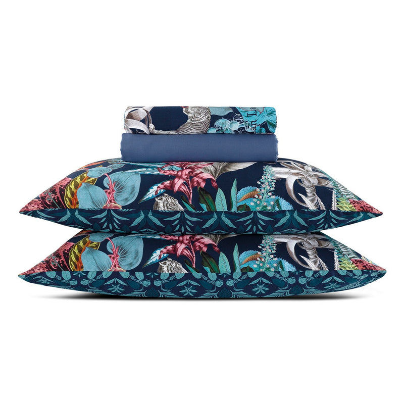 Zanzibar - Ensemble De Draps Satin De Coton Zanzibar Bleu