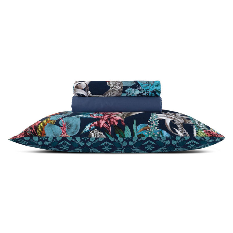 Zanzibar - Ensemble De Draps Satin De Coton Zanzibar Bleu