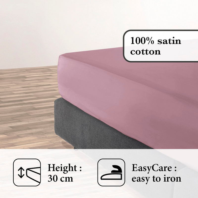 Exotique Flower - Drap-Housse Satin De Coton Uni Rose