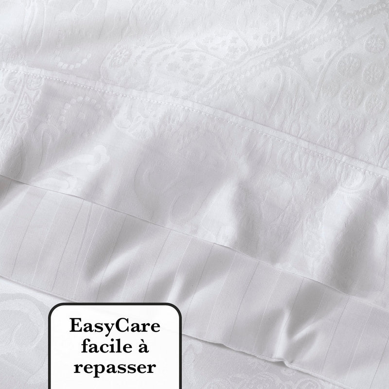 Jacquard - Taie De Traversin Satin De Coton Tissé Jacquard Arles Blanc