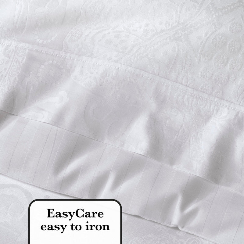 Jacquard - Taie De Traversin Satin De Coton Tissé Jacquard Arles Blanc