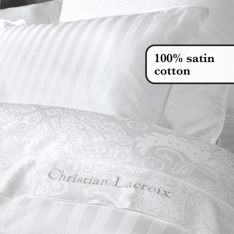 Jacquard - Taie De Traversin Satin De Coton Tissé Jacquard Arles Blanc