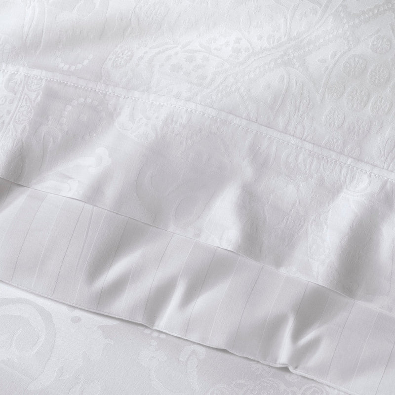 Jacquard - Taie De Traversin Satin De Coton Tissé Jacquard Arles Blanc
