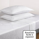 Jacquard - Ensemble De Draps Satin De Coton Tissé Jacquard Arles Blanc