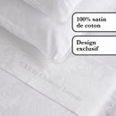 Jacquard - Ensemble De Draps Satin De Coton Tissé Jacquard Arles Blanc