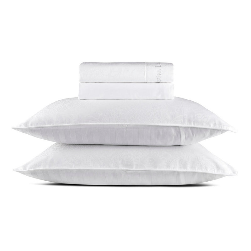 Jacquard - Ensemble De Draps Satin De Coton Tissé Jacquard Arles Blanc