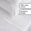 Jacquard - Ensemble De Draps Satin De Coton Tissé Jacquard Arles Blanc