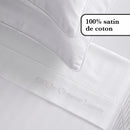 Jacquard - Ensemble De Draps Satin De Coton Rayure Tissé Jacquard Blanc