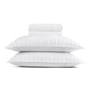 Jacquard - Ensemble De Draps Satin De Coton Rayure Tissé Jacquard Blanc