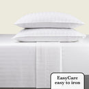 Jacquard - Ensemble De Draps Satin De Coton Rayure Tissé Jacquard Blanc