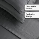 Jacquard - Ensemble De Draps Satin De Coton Rayure Tissé Jacquard Gris Foncé