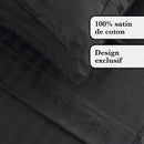 Jacquard - Ensemble De Draps Satin De Coton Rayure Tissé Jacquard Noir