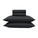 Jacquard - Ensemble De Draps Satin De Coton Rayure Tissé Jacquard Noir