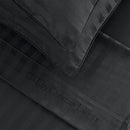 Jacquard - Ensemble De Draps Satin De Coton Rayure Tissé Jacquard Noir