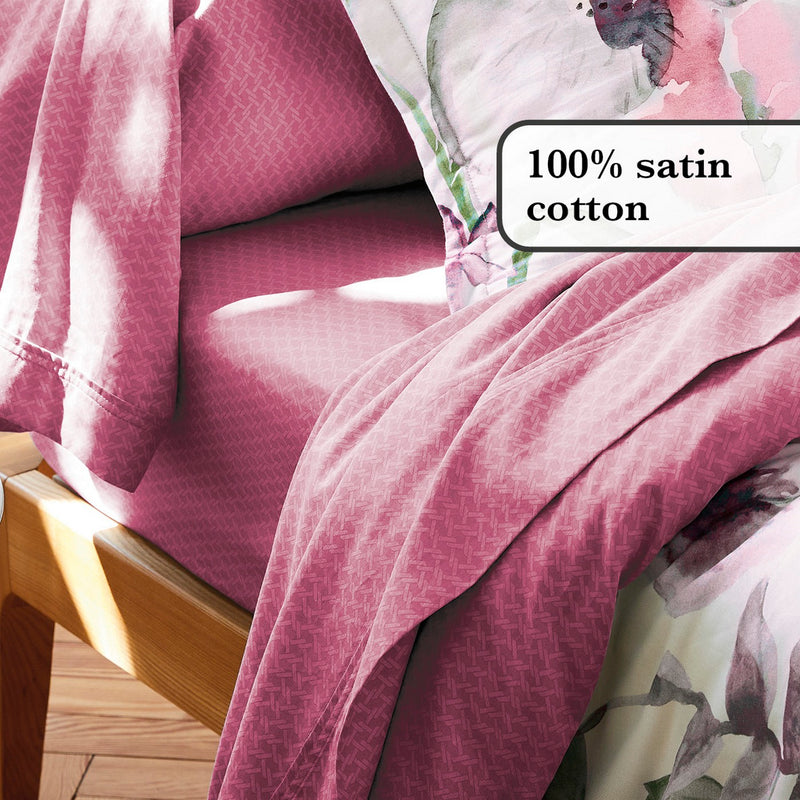 Exotique - Set De 2 Taies D'Oreiller Satin De Coton Exotique Framboise