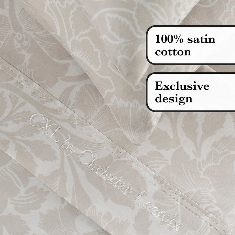 Arabesque - Ensemble De Draps Satin De Coton Arabesque Taupe