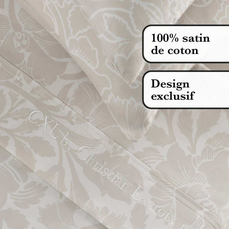 Arabesque - Ensemble De Draps Satin De Coton Arabesque Taupe