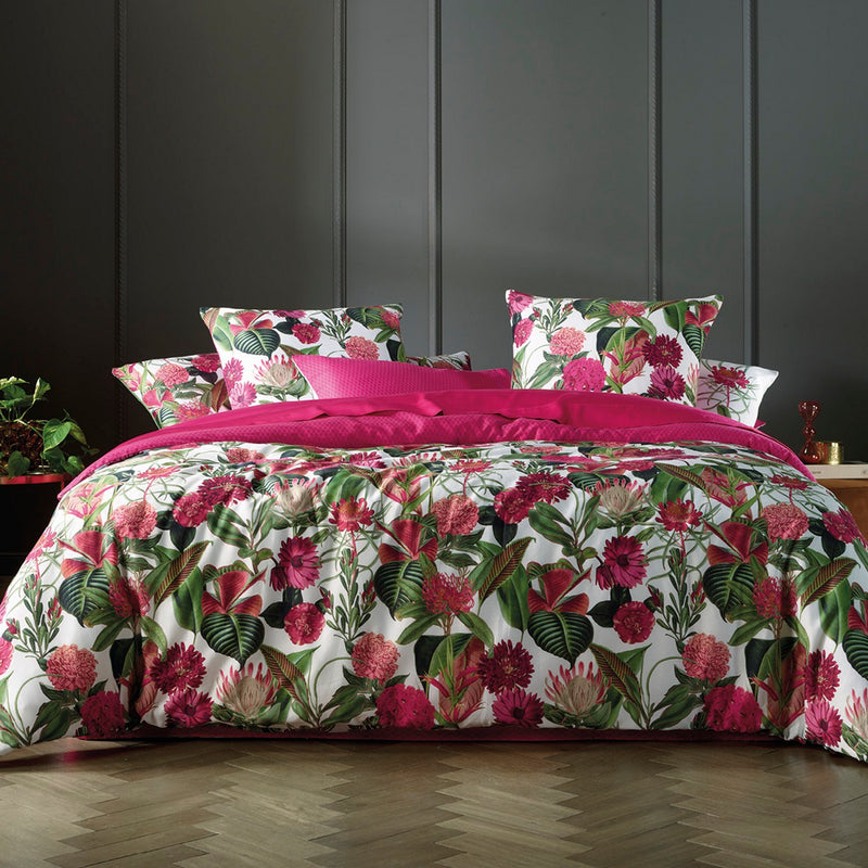Garden - Taie De Traversin Satin De Coton Garden Micro Fuchsia