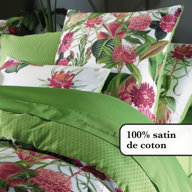 Garden - Taie De Traversin Satin De Coton Garden Micro Vert
