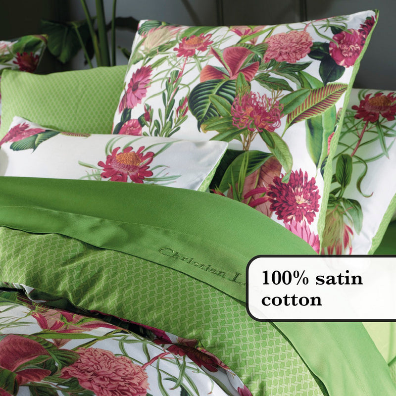 Garden - Taie De Traversin Satin De Coton Garden Micro Vert