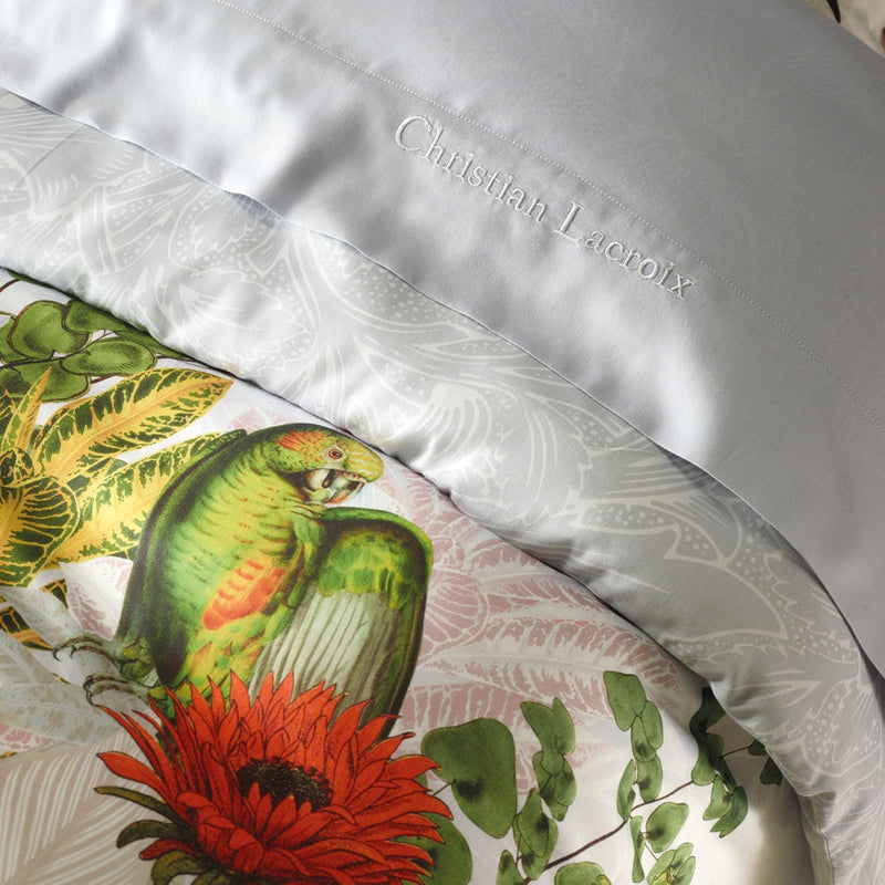 Jardin D'Hiver - Housse De Couette + Taie(s) D'Oreiller Satin De Coton Jardin D'Hiver Gris Perle