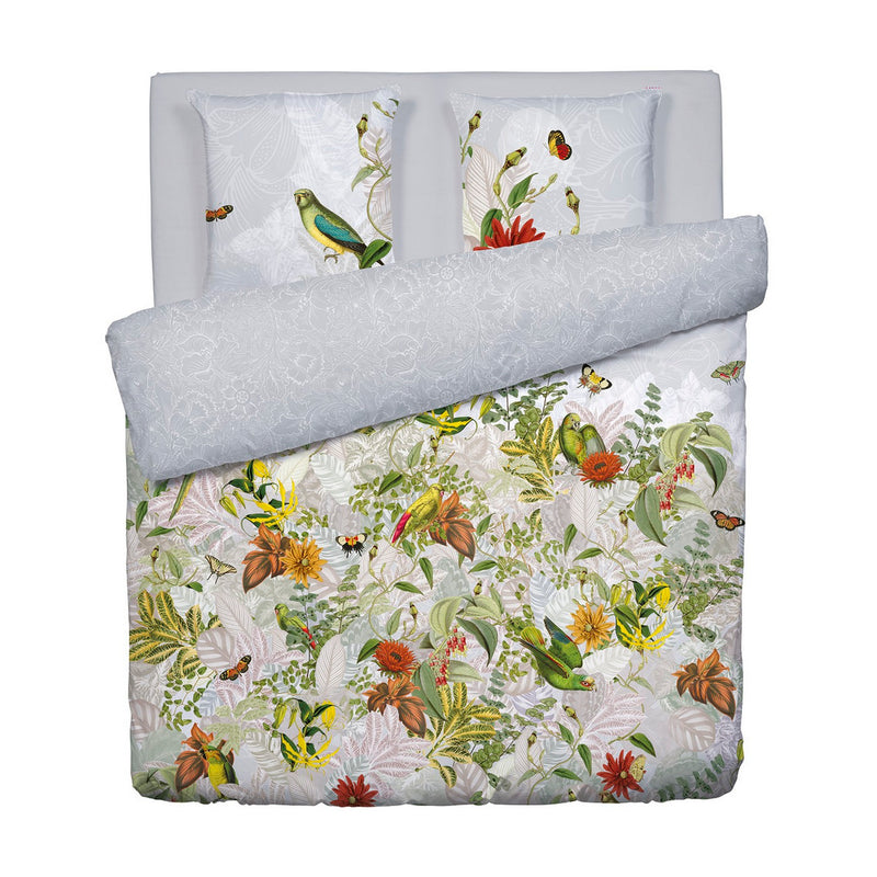 Jardin D'Hiver - Housse De Couette + Taie(s) D'Oreiller Satin De Coton Jardin D'Hiver Gris Perle