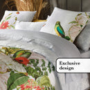Jardin D'Hiver - Housse De Couette + Taie(s) D'Oreiller Satin De Coton Jardin D'Hiver Gris Perle