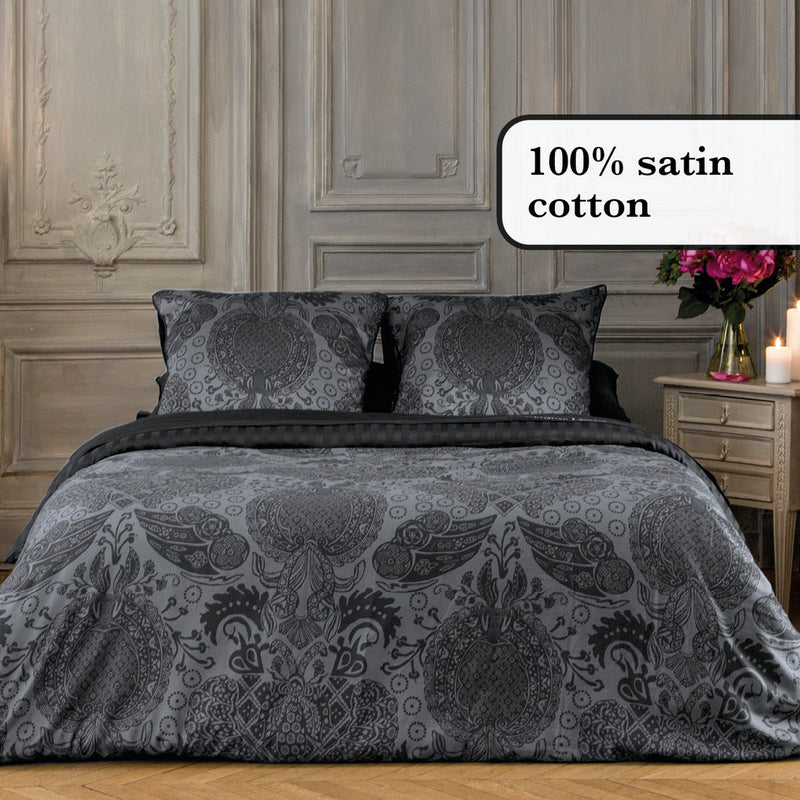 Arles - Set De 2 Taies D'Oreiller Satin De Coton Arles Gris Foncé