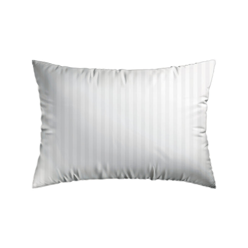 Jacquard - Set De 2 Taies D'Oreiller Satin De Coton Rayure Tissé Jacquard Blanc